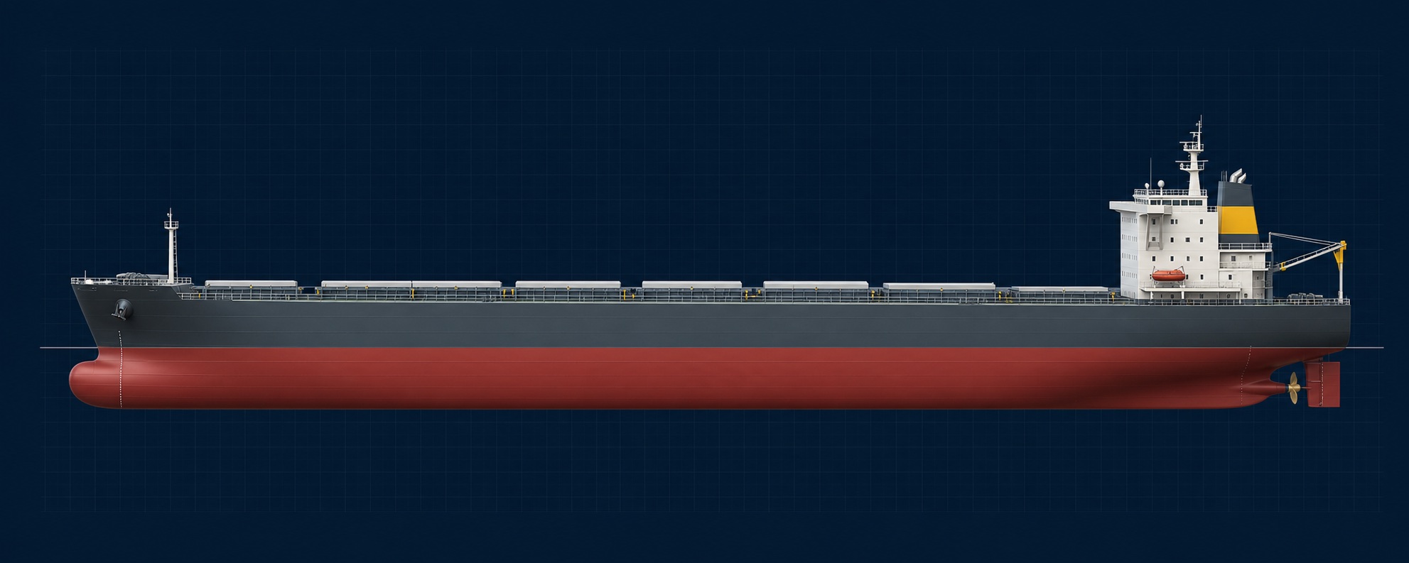 Original side profile of a bulk carrier with selectable coating areas