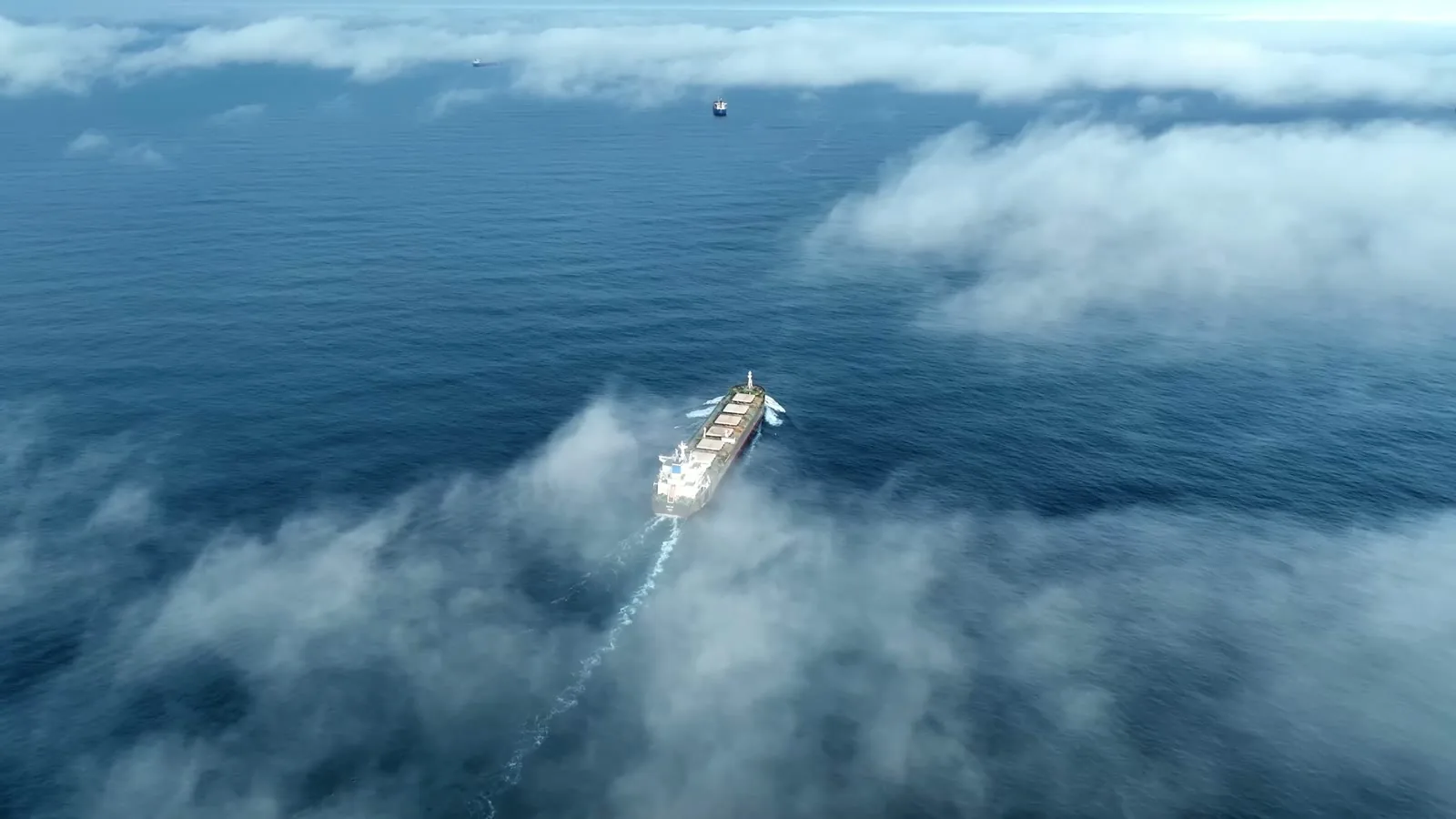 Container vessel at sea in the UTOP company film